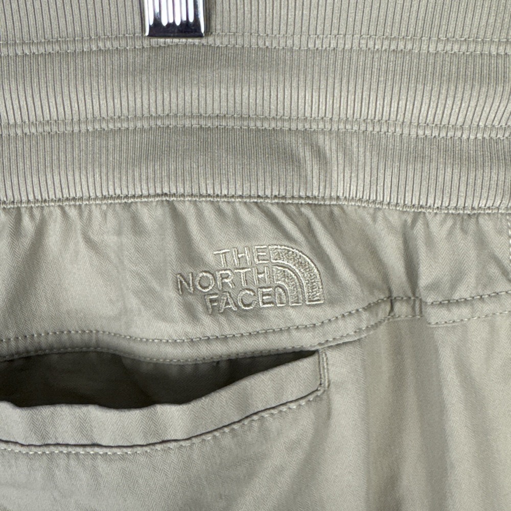 North Face Cropped Activewear Pants Women XL Beige Hike Camp Gorpcore Drawstring - Picture 4 of 12